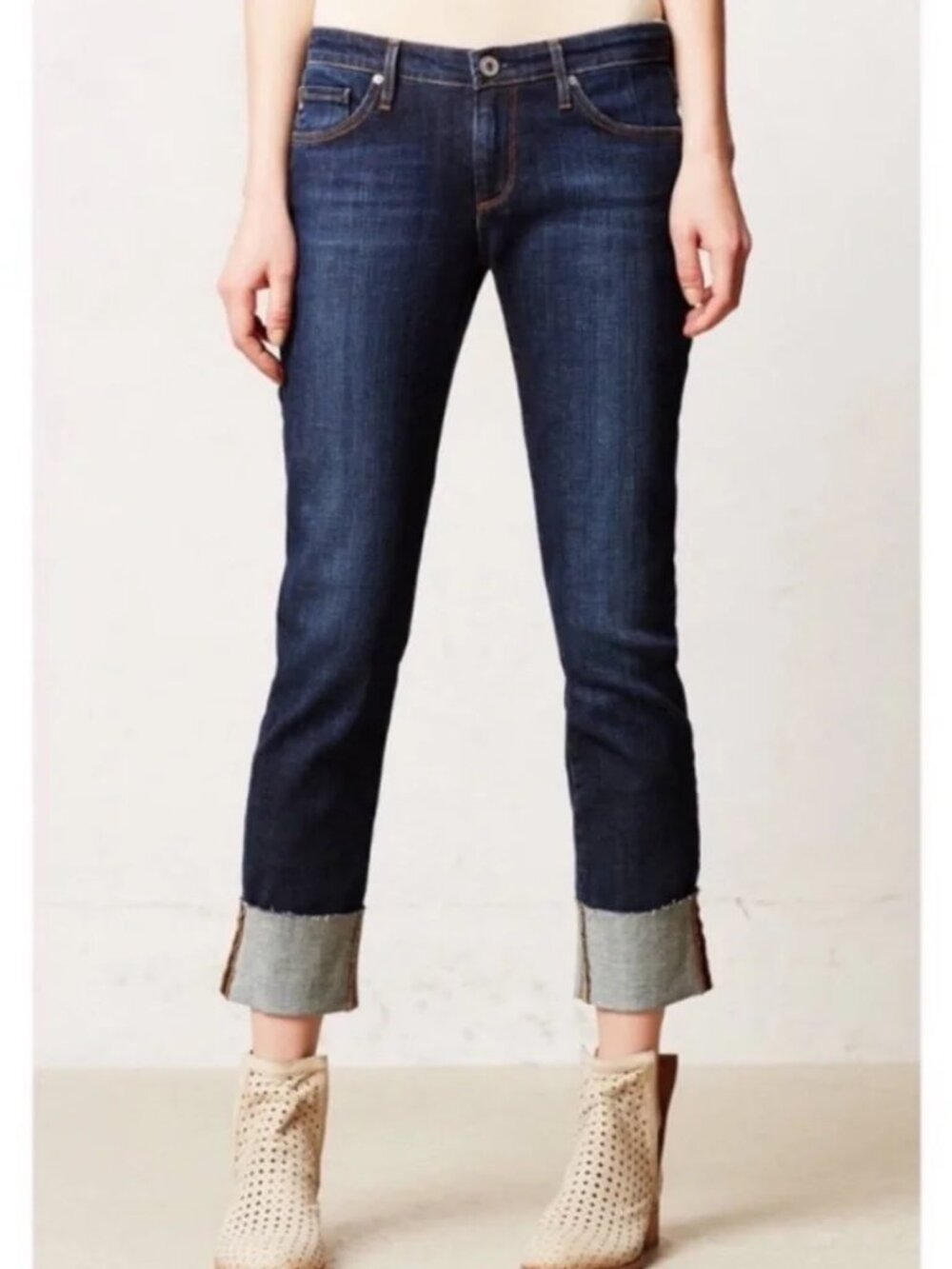 AG Adriano Goldschmied The Stevie Cuff Slim Straight Jeans Size 29 Dark Wash